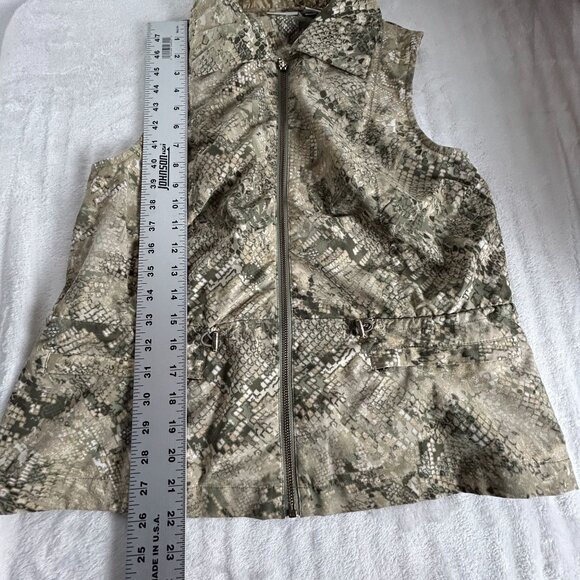 Zenergy Chico's Womens Zip-Up Snake Print Vest Size 1 Brown Stretch Lightweight - Picture 7 of 7